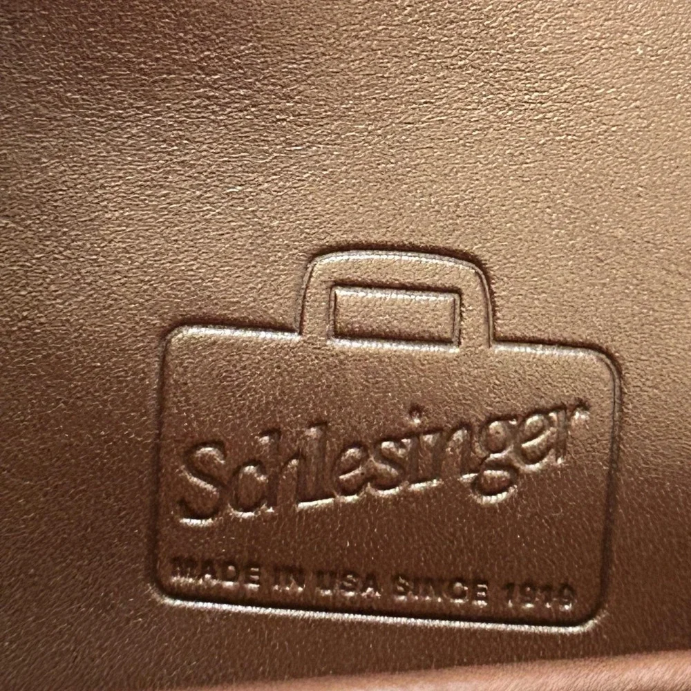 Schlesinger Bag Brown Leather Business Case Shoulder Briefcase Law USA Vintage